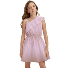 Chocolate Brown To Pink Lace Bilinear Gradient Kids  One Shoulder Party Dress