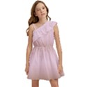 Chocolate Brown To Pink Lace Bilinear Gradient Kids  One Shoulder Party Dress View1