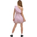 Chocolate Brown To Pink Lace Bilinear Gradient Kids  One Shoulder Party Dress View4