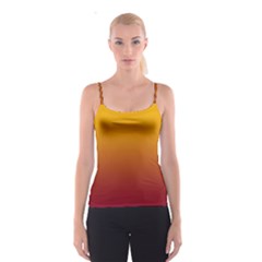Amber Orange To Burgundy Red Linear Gradient Spaghetti Strap Top