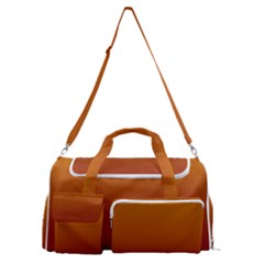 Amber Orange To Burgundy Red Linear Gradient Sports Gym Duffle Bag With Shoe Compartment