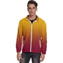 Amber Orange To Burgundy Red Linear Gradient Men s High Neck Windbreaker View1