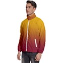 Amber Orange To Burgundy Red Linear Gradient Men s High Neck Windbreaker View2