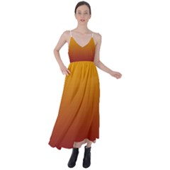 Amber Orange To Burgundy Red Linear Gradient Tie Back Maxi Dress