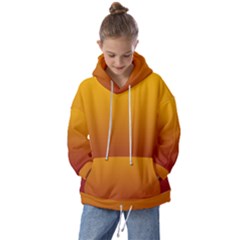 Amber Orange To Burgundy Red Linear Gradient Kids  Oversized Hoodie