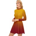 Amber Orange To Burgundy Red Linear Gradient Long Sleeve Velour Longline Dress View2
