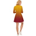 Amber Orange To Burgundy Red Linear Gradient Long Sleeve Velour Longline Dress View4