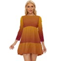 Amber Orange To Burgundy Red Linear Gradient Long Sleeve Babydoll Dress View1