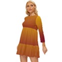 Amber Orange To Burgundy Red Linear Gradient Long Sleeve Babydoll Dress View2