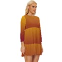 Amber Orange To Burgundy Red Linear Gradient Long Sleeve Babydoll Dress View3