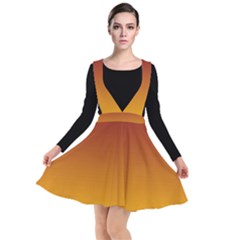 Burgundy Red To Amber Orange Linear Gradient Plunge Pinafore Dress