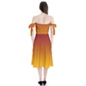 Burgundy Red To Amber Orange Linear Gradient Shoulder Tie Bardot Midi Dress View2