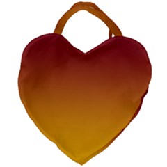 Burgundy Red To Amber Orange Linear Gradient Giant Heart Shaped Tote