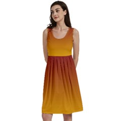 Burgundy Red To Amber Orange Linear Gradient Classic Skater Dress