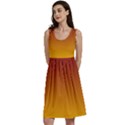 Burgundy Red To Amber Orange Linear Gradient Classic Skater Dress View1