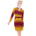 Amber Orange To Burgundy Red Bilinear Gradient Button Long Sleeve Dress View1