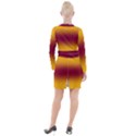 Amber Orange To Burgundy Red Bilinear Gradient Button Long Sleeve Dress View2