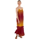 Amber Orange To Burgundy Red Bilinear Gradient Cami Maxi Ruffle Chiffon Dress View1