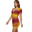 Amber Orange To Burgundy Red Bilinear Gradient Low Cut Cap Sleeve Mini Dress View2