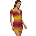 Amber Orange To Burgundy Red Bilinear Gradient Low Cut Cap Sleeve Mini Dress View3