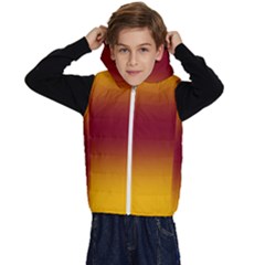 Amber Orange To Burgundy Red Bilinear Gradient Kids  Stylish Hooded Puffer Vest