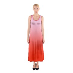 Pink Lace To Scarlet Red Linear Gradient Sleeveless Maxi Dress