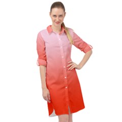 Pink Lace To Scarlet Red Linear Gradient Long Sleeve Mini Shirt Dress