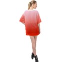 Pink Lace To Scarlet Red Linear Gradient Oversized Chiffon Top View2