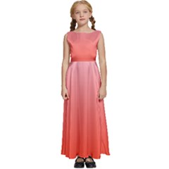 Pink Lace To Scarlet Red Linear Gradient Kids  Satin Sleeveless Maxi Dress