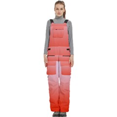 Pink Lace To Scarlet Red Linear Gradient Women s Side Zip Front Pouch Ski And Snowboard Bib Pants	
