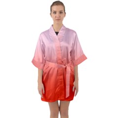 Pink Lace To Scarlet Red Linear Gradient Half Sleeve Satin Kimono 