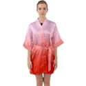Pink Lace To Scarlet Red Linear Gradient Half Sleeve Satin Kimono  View1