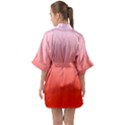 Pink Lace To Scarlet Red Linear Gradient Half Sleeve Satin Kimono  View2