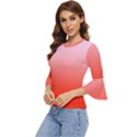 Pink Lace To Scarlet Red Linear Gradient Bell Sleeve Top View2