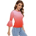 Pink Lace To Scarlet Red Linear Gradient Bell Sleeve Top View3