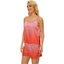 Pink Lace To Scarlet Red Linear Gradient Satin Pajama Short Set View2