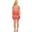 Pink Lace To Scarlet Red Linear Gradient Satin Pajama Short Set View4