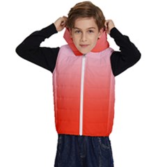 Pink Lace To Scarlet Red Linear Gradient Kids  Stylish Hooded Puffer Vest