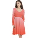 Pink Lace To Scarlet Red Linear Gradient Long Sleeve V-neck skater dress with Pockets View3