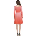 Pink Lace To Scarlet Red Linear Gradient Long Sleeve V-neck skater dress with Pockets View4