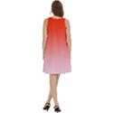 Scarlet Red To Pink Lace Linear Gradient Round Neck Sleeve Casual Dress With Pockets View4