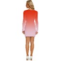 Scarlet Red To Pink Lace Linear Gradient Long Sleeve Square Neck Bodycon Velvet Dress View4