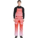 Scarlet Red To Pink Lace Linear Gradient Men s Side Zip Front Pouch Ski And Snowboard Bib Pants	 View1