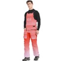 Scarlet Red To Pink Lace Linear Gradient Men s Side Zip Front Pouch Ski And Snowboard Bib Pants	 View2