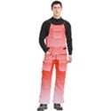 Scarlet Red To Pink Lace Linear Gradient Men s Side Zip Front Pouch Ski And Snowboard Bib Pants	 View3