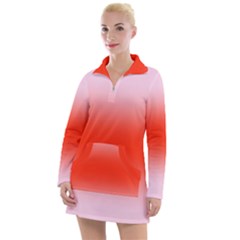 Pink Lace To Scarlet Red Bilinear Gradient Women s Long Sleeve Casual Dress