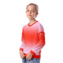 Pink Lace To Scarlet Red Bilinear Gradient Kids  Long Sleeve T-Shirt with Frill  View2