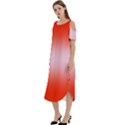 Scarlet Red To Pink Lace Bilinear Gradient Cold Shoulder Loose Fit Dress With Pockets View2