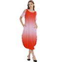 Scarlet Red To Pink Lace Bilinear Gradient Cold Shoulder Loose Fit Dress With Pockets View3