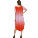 Scarlet Red To Pink Lace Bilinear Gradient Cold Shoulder Loose Fit Dress With Pockets View4